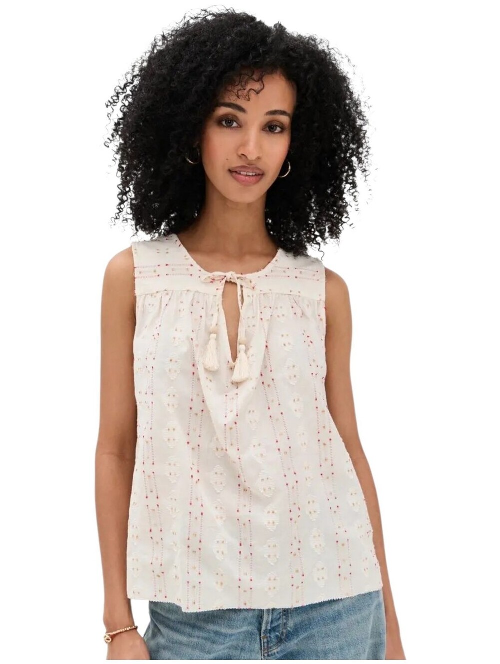 Faherty NWT Skylar Top in Sunburst Dobby Size Large Retail $128 Organic Cotton